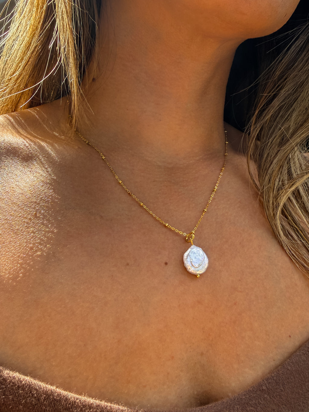 Coin Pearl Pendant Necklace