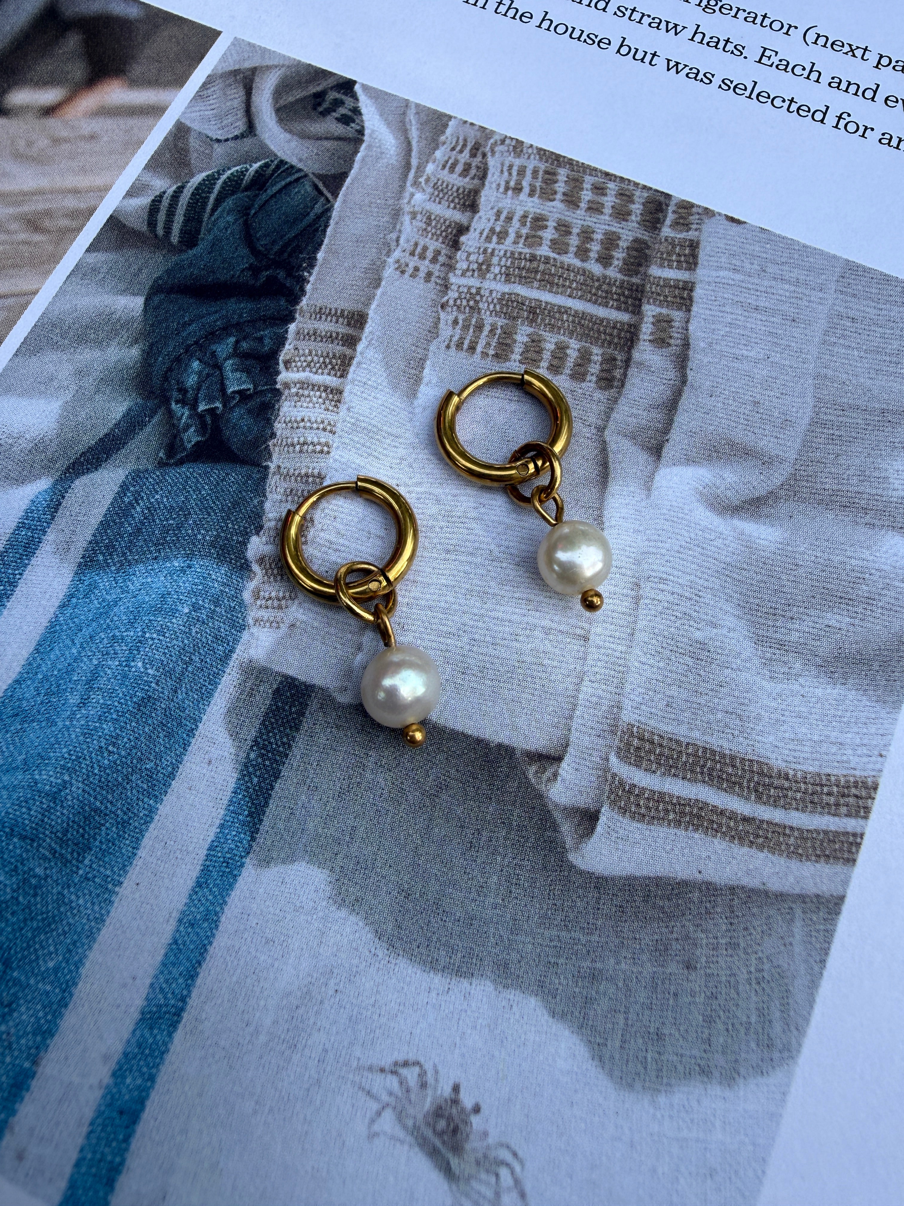 Dainty Pearl Huggie Hoops