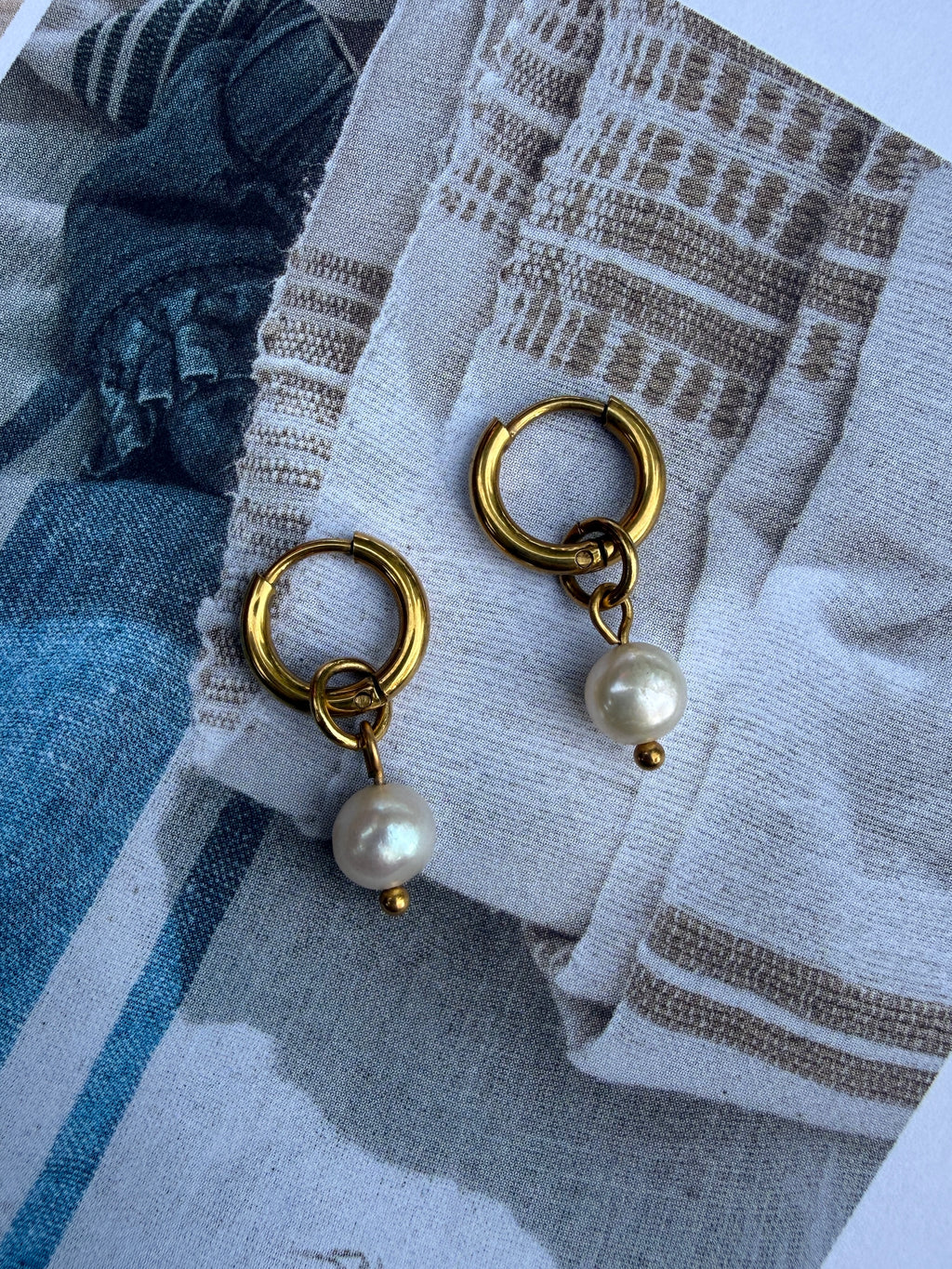 Dainty Pearl Huggie Hoops